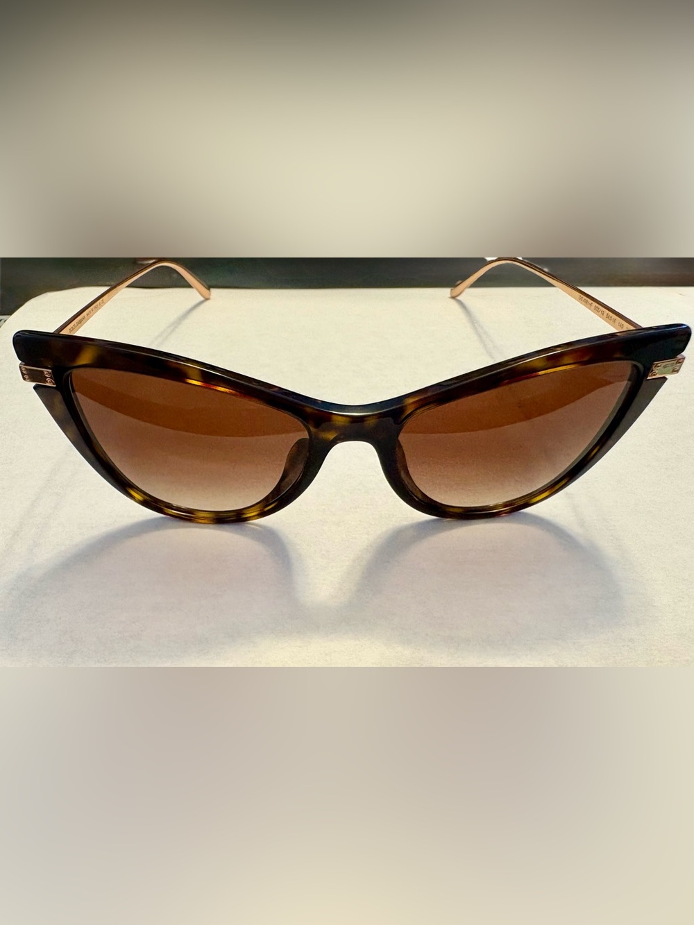 Dolce & Gabbana Havana / Brown Gradient Cat-Eye Sunglasses with Gold Temples